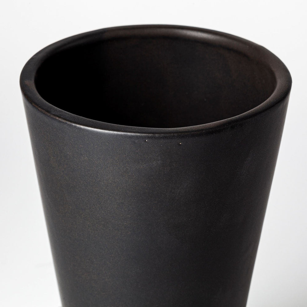 9" Matte Black Contempo Deco Ceramic Vase - Homeroots