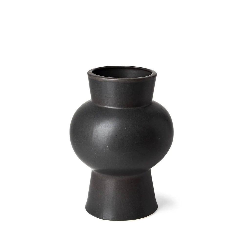 11" Matte Black Contempo Deco Ceramic Vase - Homeroots