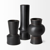 11" Matte Black Contempo Deco Ceramic Vase - Homeroots