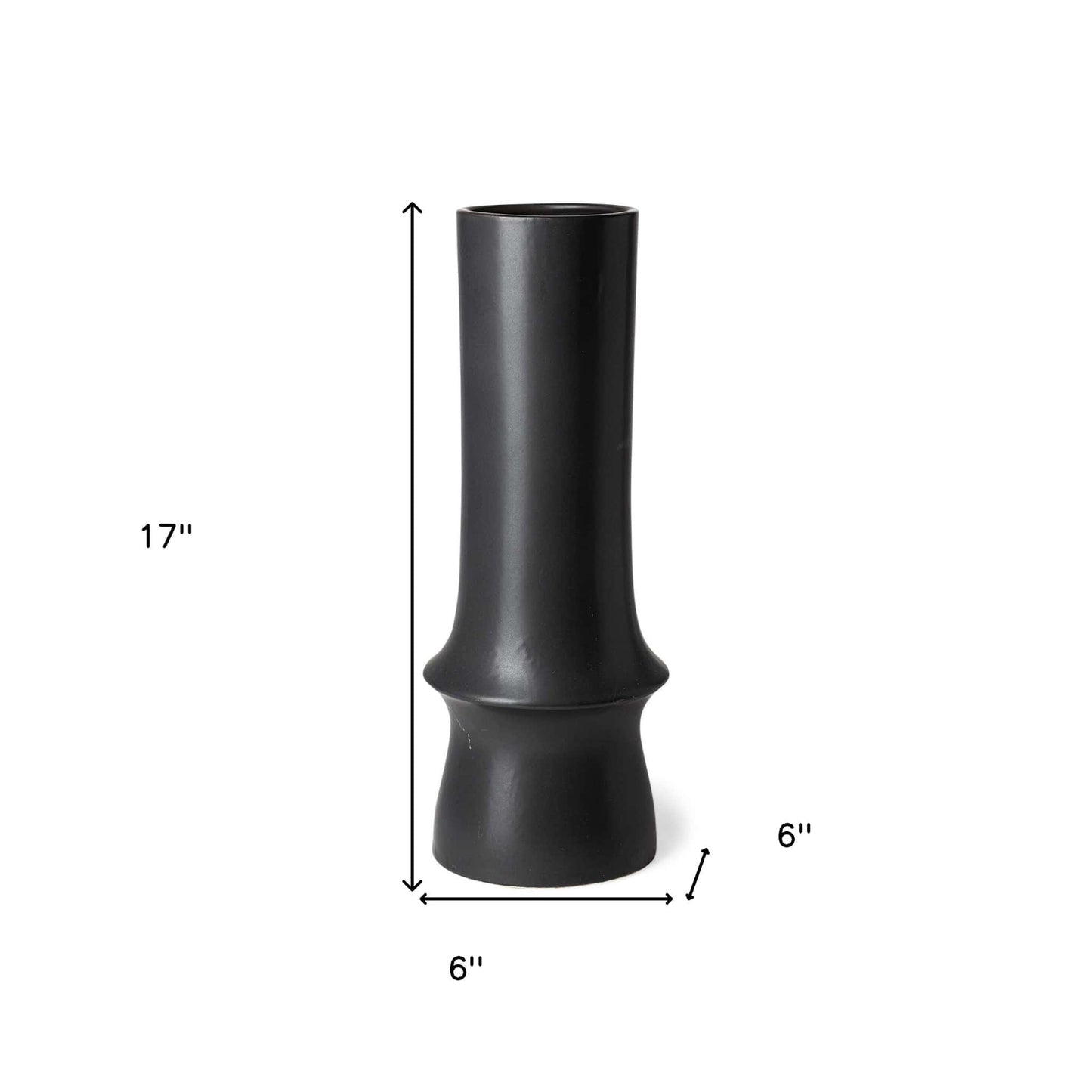 17" Matte Black Contempo Deco Ceramic Vase - Homeroots - Flyclothing LLC