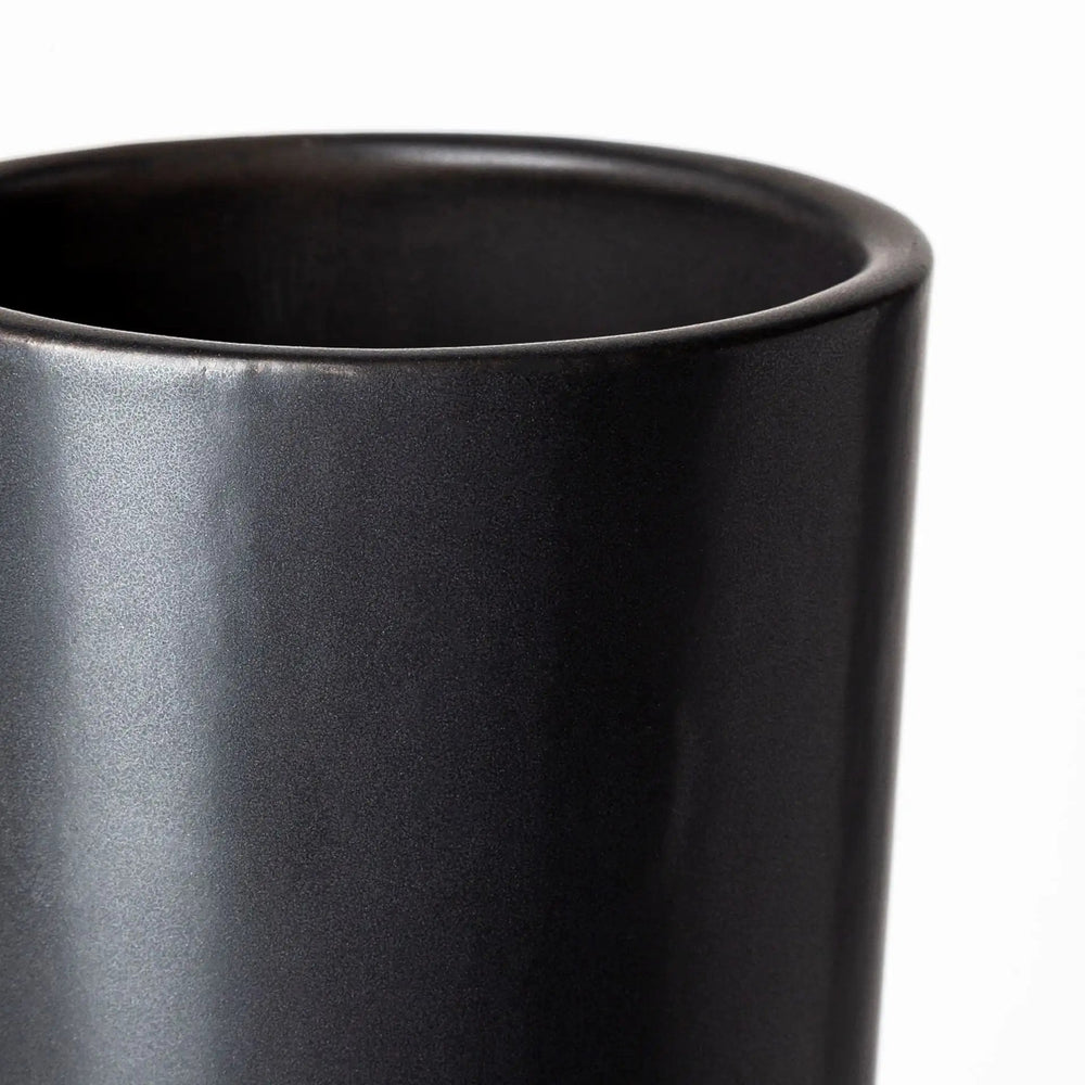 17" Matte Black Contempo Deco Ceramic Vase - Homeroots