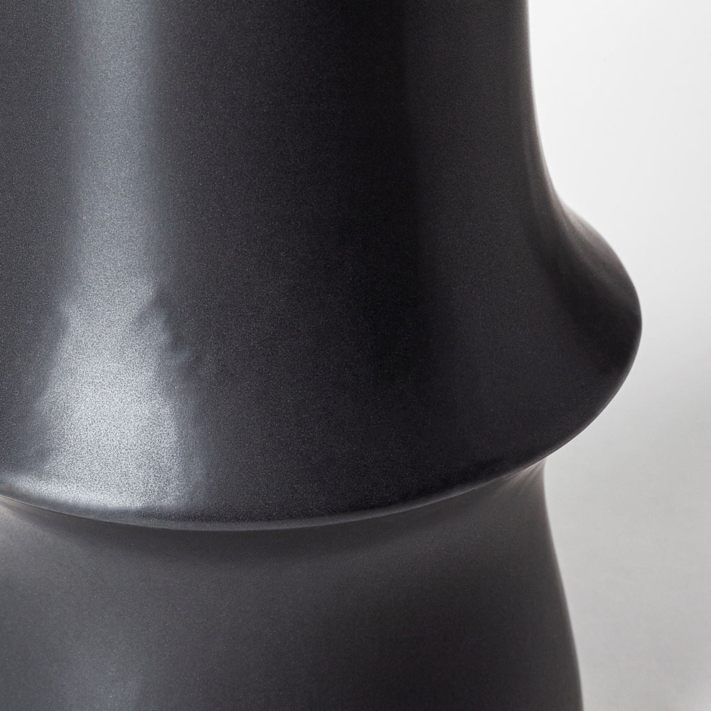 17" Matte Black Contempo Deco Ceramic Vase - Homeroots