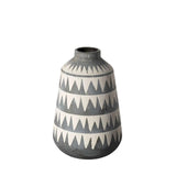 10" Gray and Ivory Triangle Pattern Ceramic Vase - Homeroots