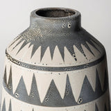 10" Gray and Ivory Triangle Pattern Ceramic Vase - Homeroots