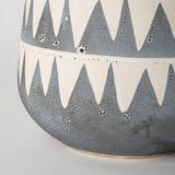 10" Gray and Ivory Triangle Pattern Ceramic Vase - Homeroots