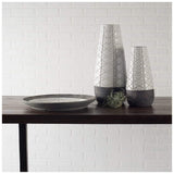 Textured White over Dark Clay Carved Ceramic Vase - Homeroots - Flyclothing LLC