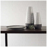 Textured White over Dark Clay Carved Ceramic Vase - Homeroots - Flyclothing LLC