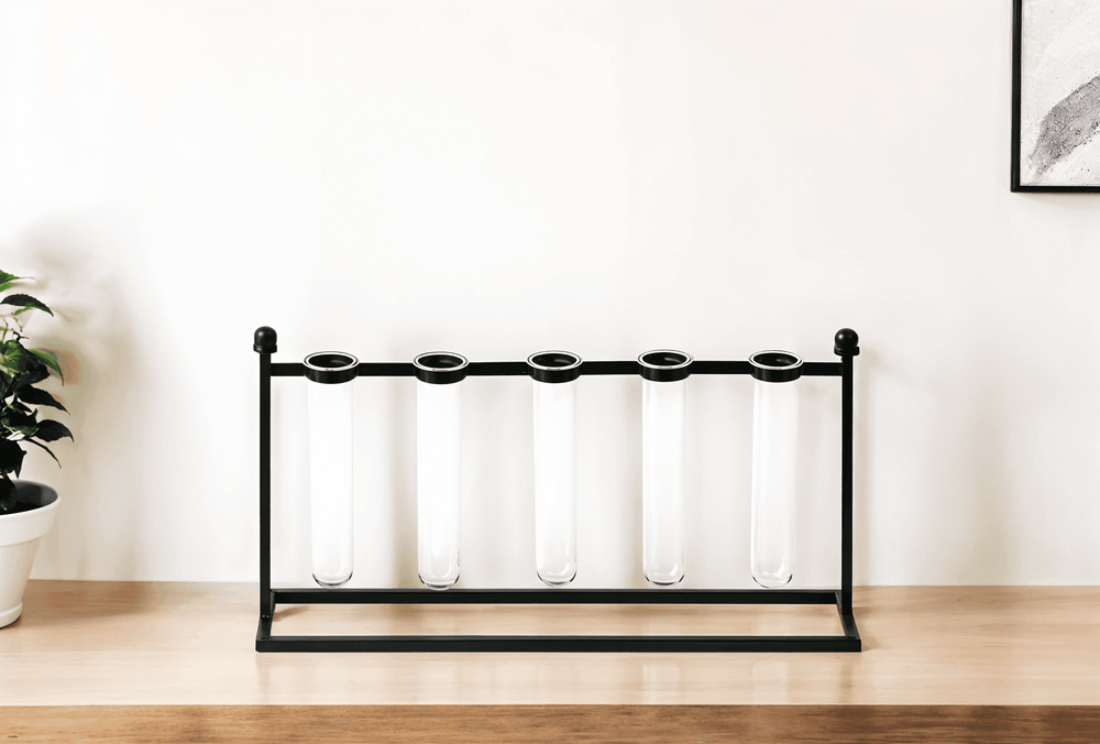 Black Metal Five Test Tube Vase - Homeroots - Flyclothing LLC