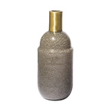 12" Cream Brown and Gold Glass Vase - Homeroots