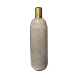 15" Cream Brown and Gold Glass Vase - Homeroots