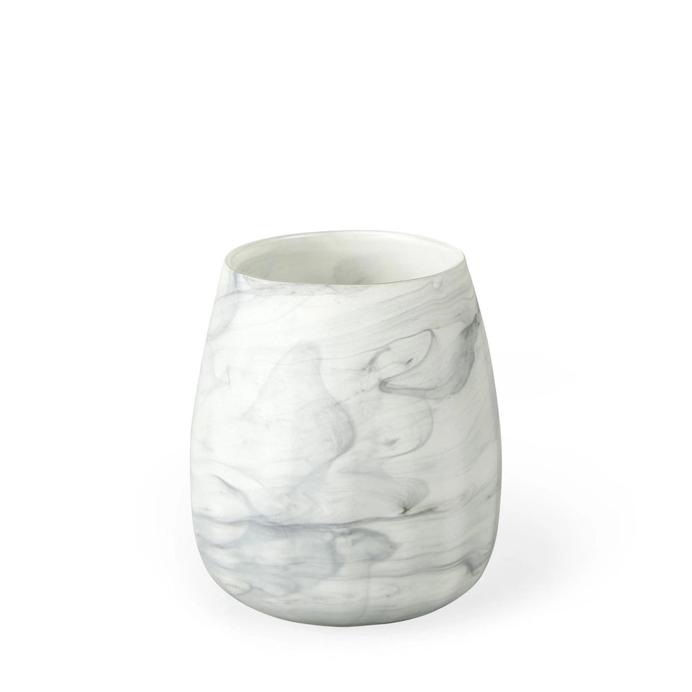 8" Gray and Cream Marble Design Glass Vase - Homeroots