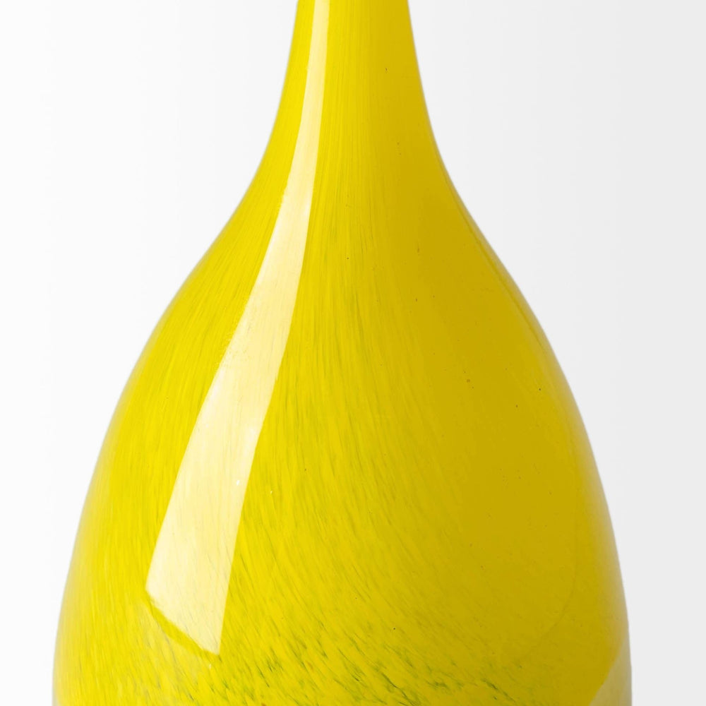19" Lovely Yellow and Gray Handblown Spunglass Vase - Homeroots