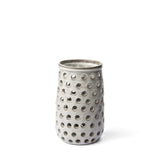 12" Organic White Glaze Pierced Dot Ceramic Vase - Homeroots