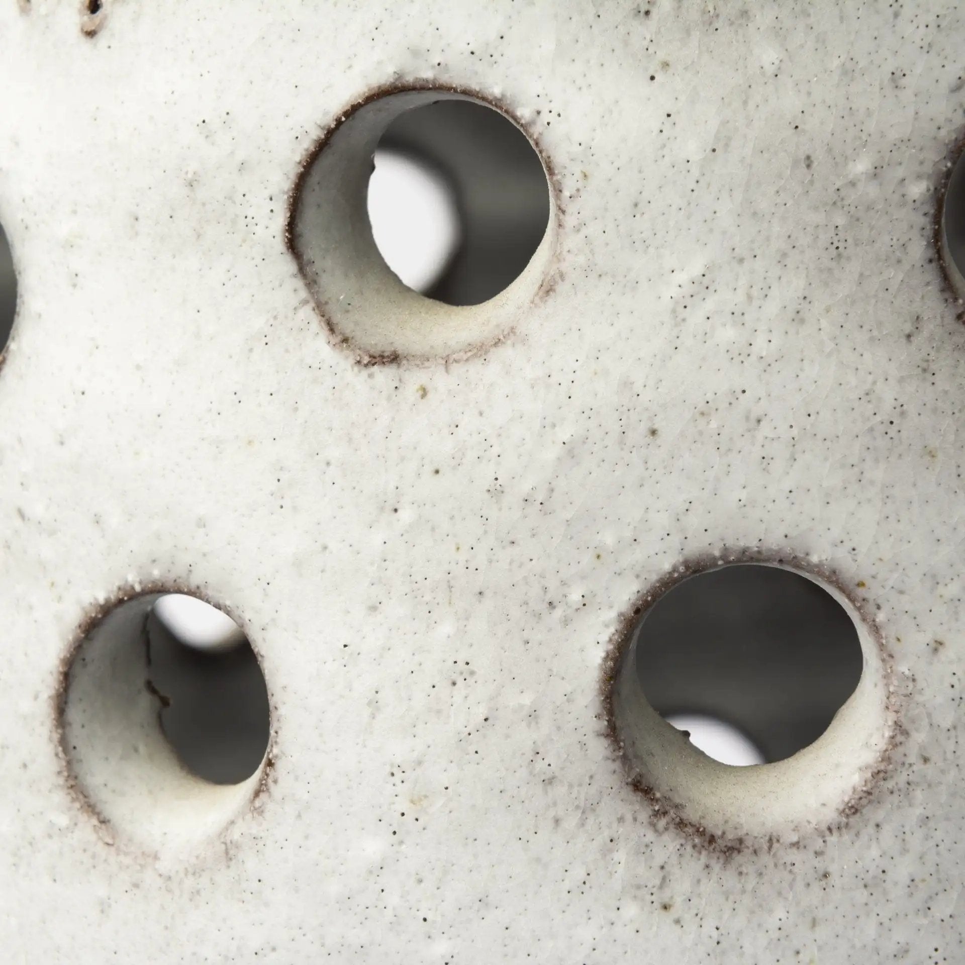 12" Organic White Glaze Pierced Dot Ceramic Vase - Homeroots - Flyclothing LLC