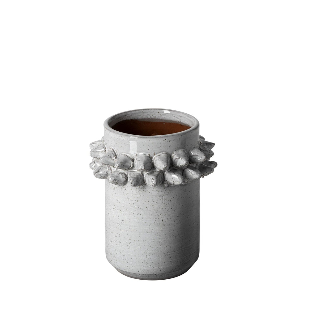 7" Organic Style Whitewash Spikely Ceramic Vase - Homeroots