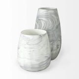 12" Gray and White Marble Design Glass Vase - Homeroots - Flyclothing LLC