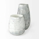 12" Gray and White Marble Design Glass Vase - Homeroots