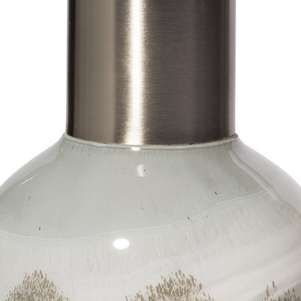 13" Cream and Brown Ombre Glass Vase with Dark Bronze Top - Homeroots - Flyclothing LLC
