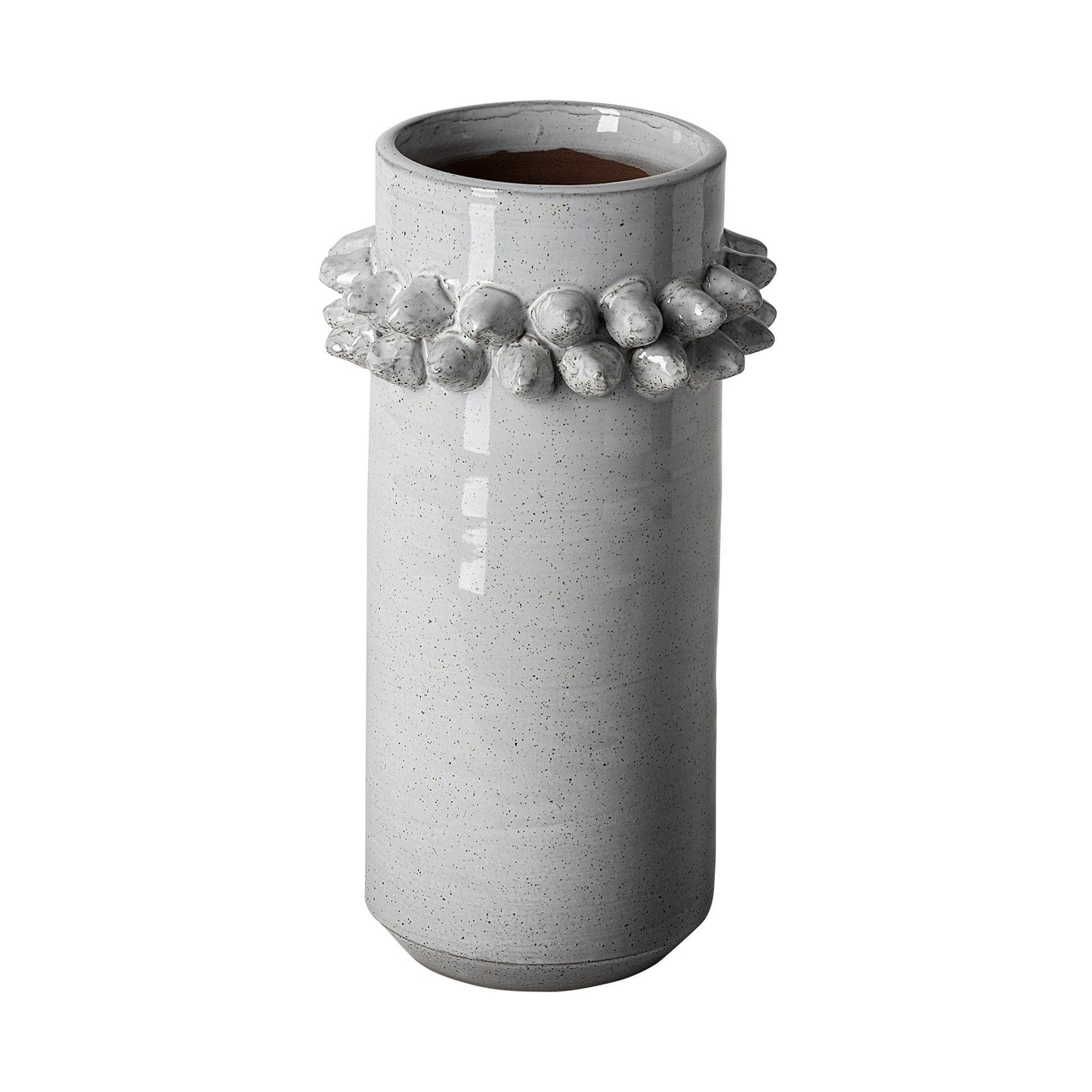 11" Organic Style Whitewash Spikely Ceramic Vase - Homeroots - Flyclothing LLC