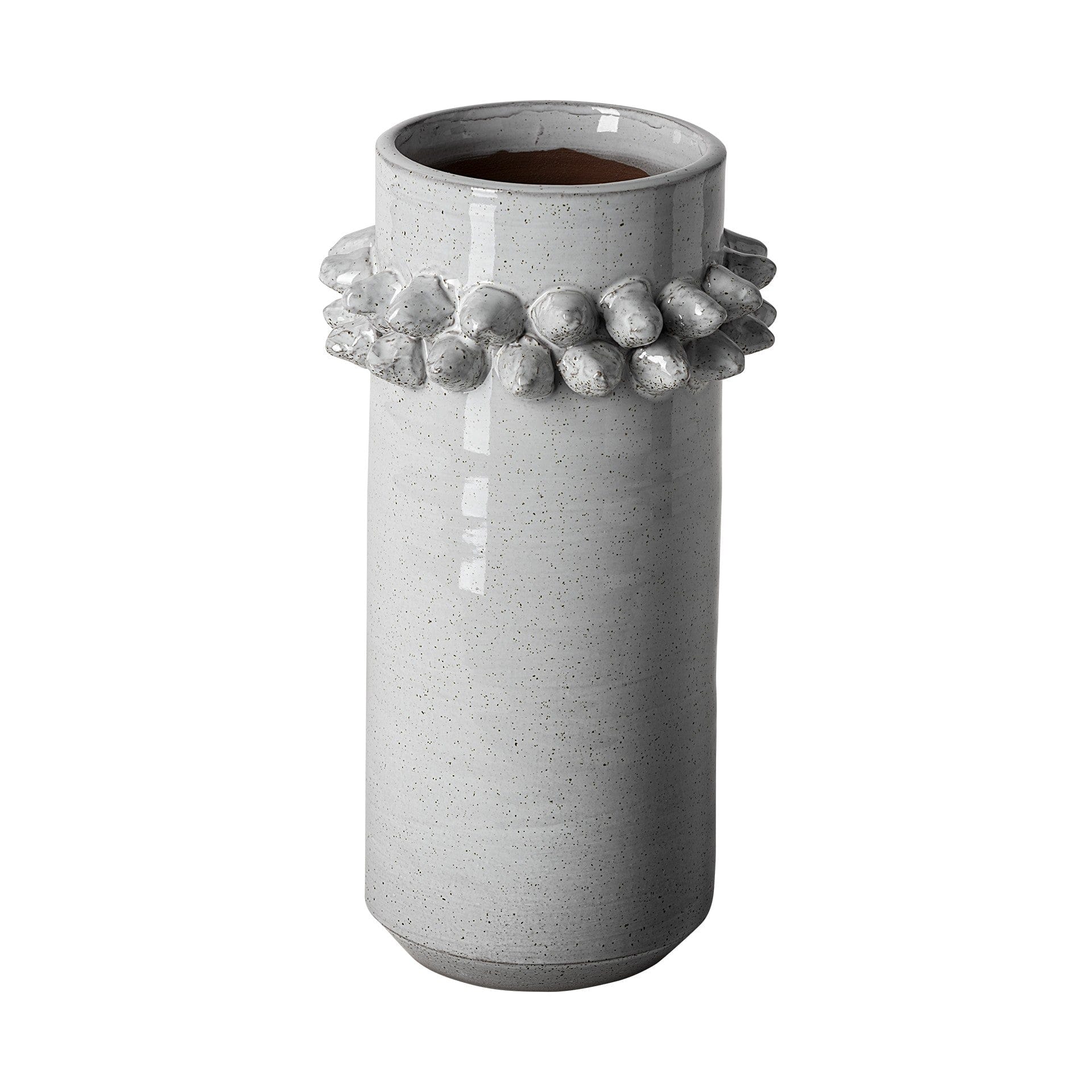 11" Organic Style Whitewash Spikely Ceramic Vase - Homeroots - Flyclothing LLC