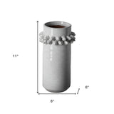 11" Organic Style Whitewash Spikely Ceramic Vase - Homeroots - Flyclothing LLC