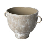 10" Rustic Organic Finish Whitewash Brown Ceramic Vase - Homeroots