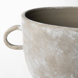 10" Rustic Organic Finish Whitewash Brown Ceramic Vase - Homeroots