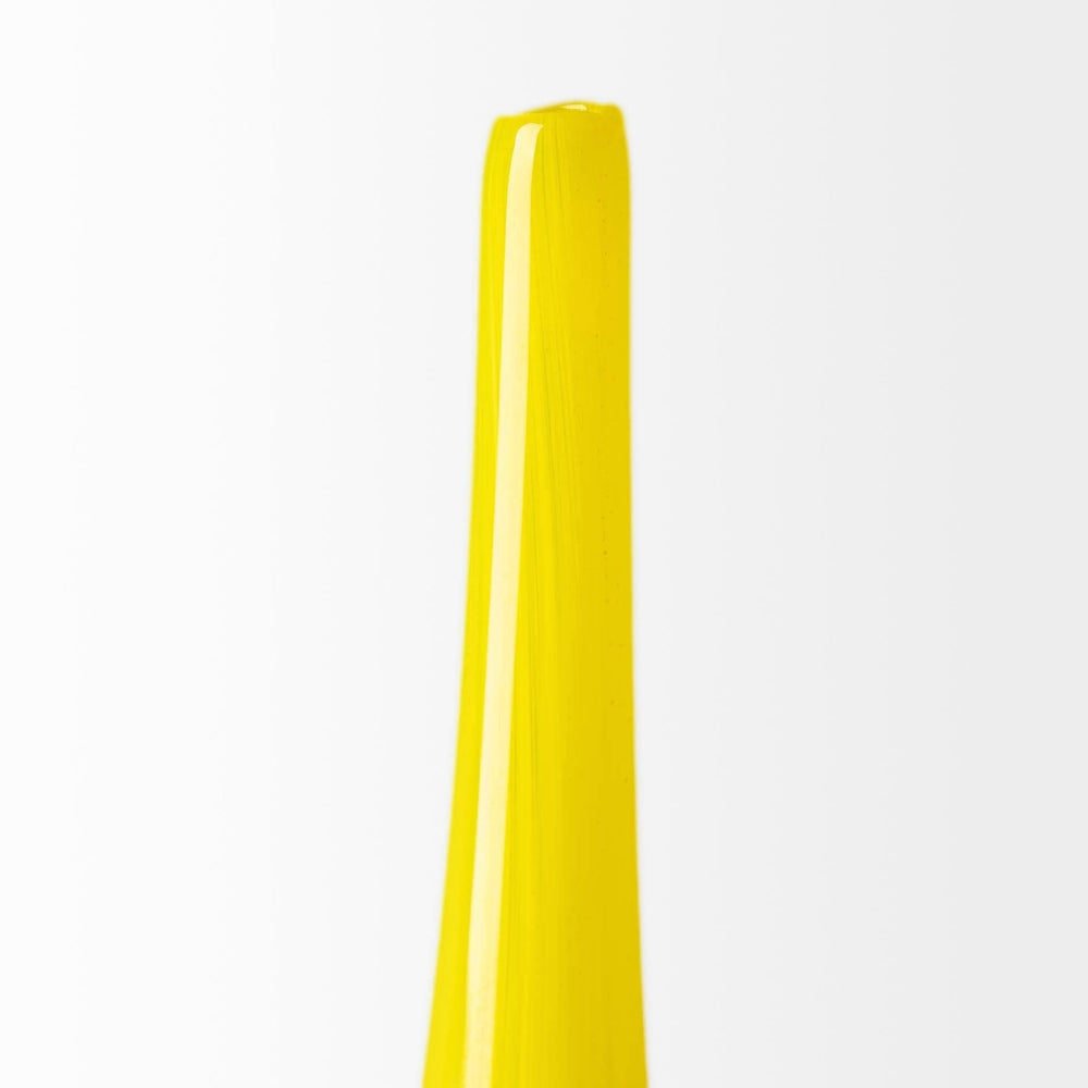 21" Lovely Yellow and Gray Handblown Spunglass Vase - Homeroots