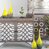 21" Lovely Yellow and Gray Handblown Spunglass Vase - Homeroots