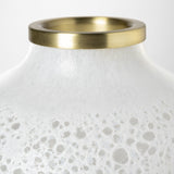 8" Modern Pearl White Gold Rim Rounded Square Glass Vase - Homeroots - Flyclothing LLC