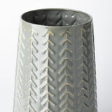 11" Green Organically Chevron Embossed Metal Vase - Homeroots - Flyclothing LLC