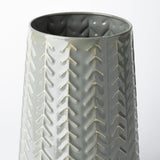 11" Green Organically Chevron Embossed Metal Vase - Homeroots