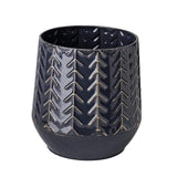 7" Navy Organically Embossed Chevron Metal Vase - Homeroots - Flyclothing LLC