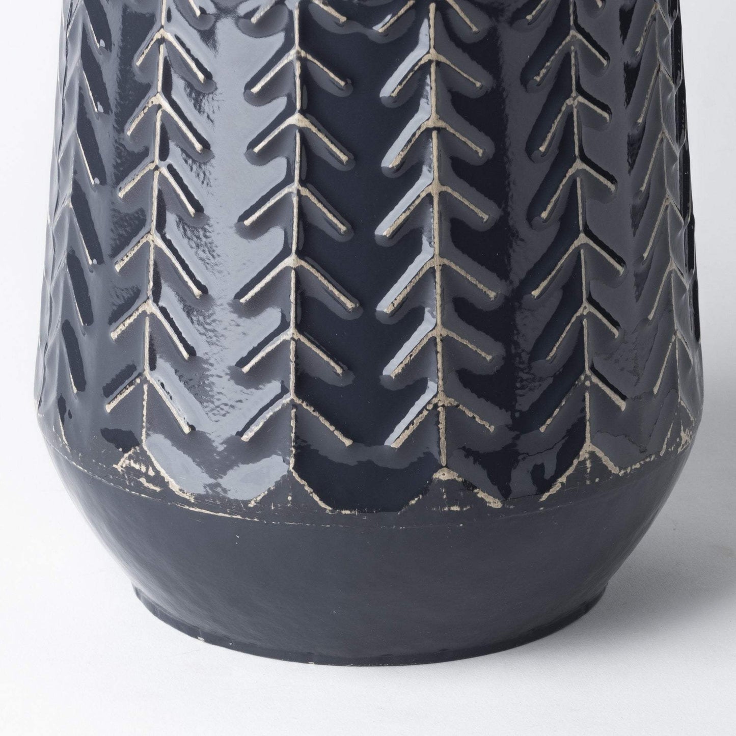 7" Navy Organically Embossed Chevron Metal Vase - Homeroots - Flyclothing LLC