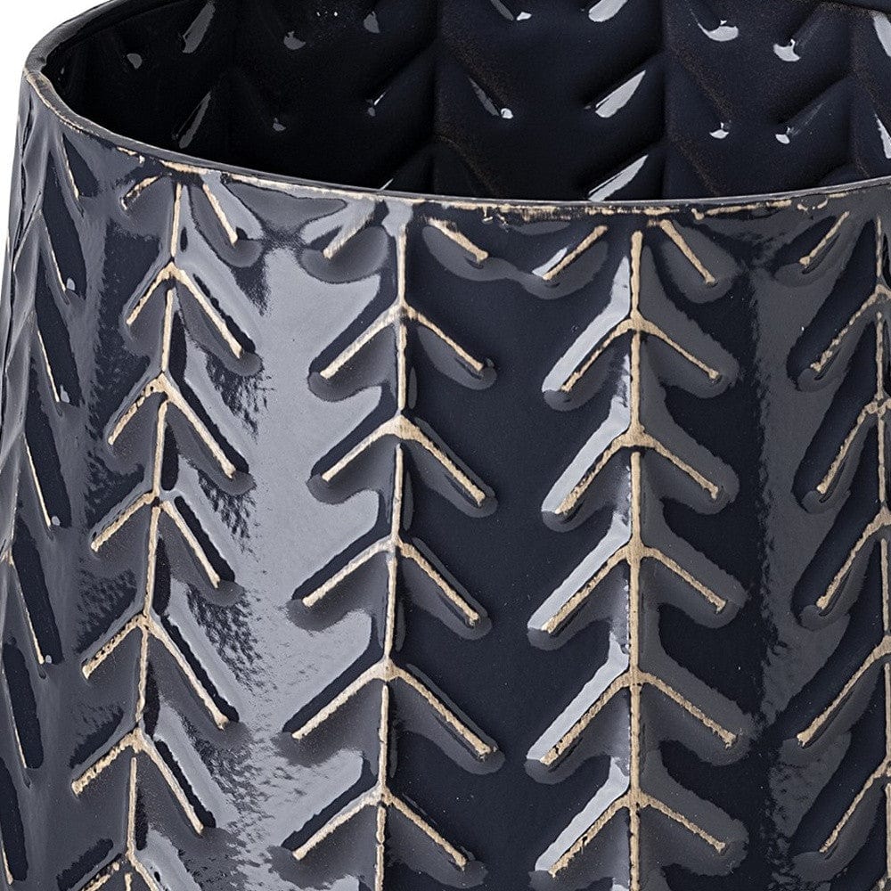 7" Navy Organically Embossed Chevron Metal Vase - Homeroots - Flyclothing LLC