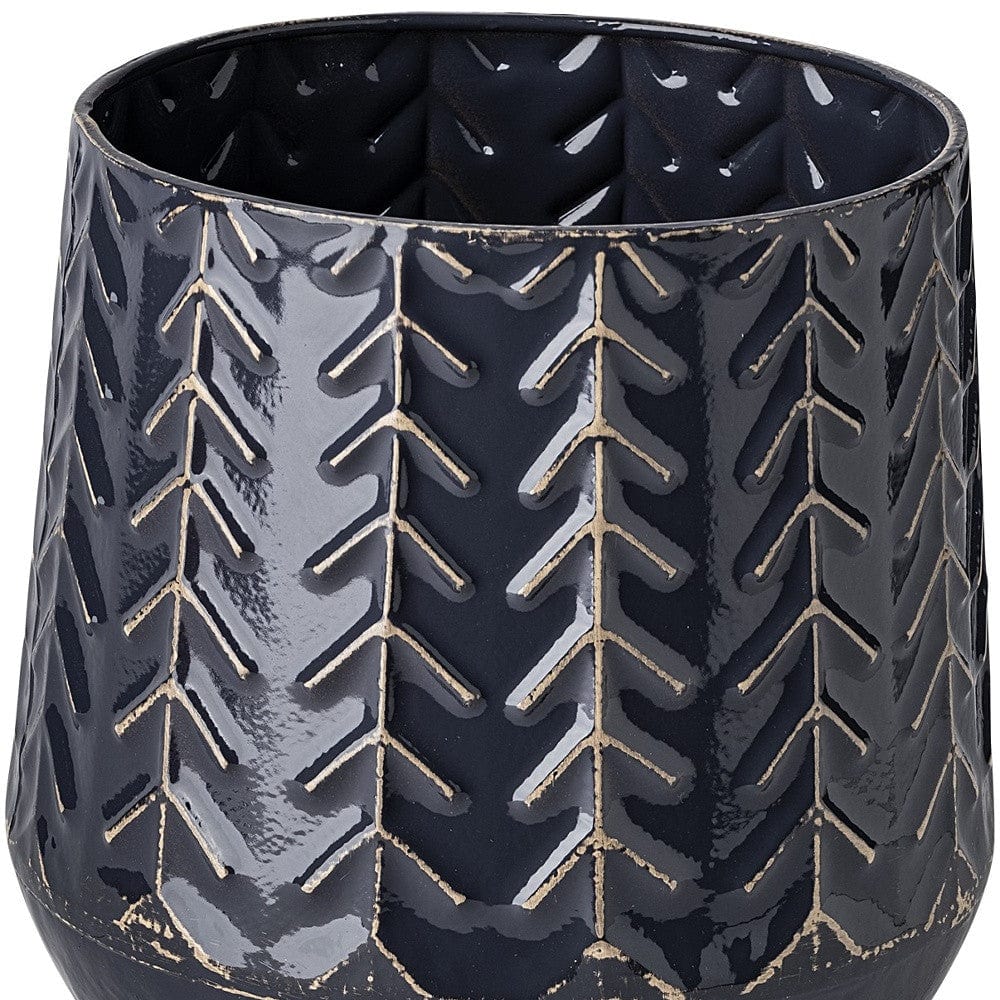 7" Navy Organically Embossed Chevron Metal Vase - Homeroots - Flyclothing LLC