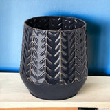 7" Navy Organically Embossed Chevron Metal Vase - Homeroots - Flyclothing LLC