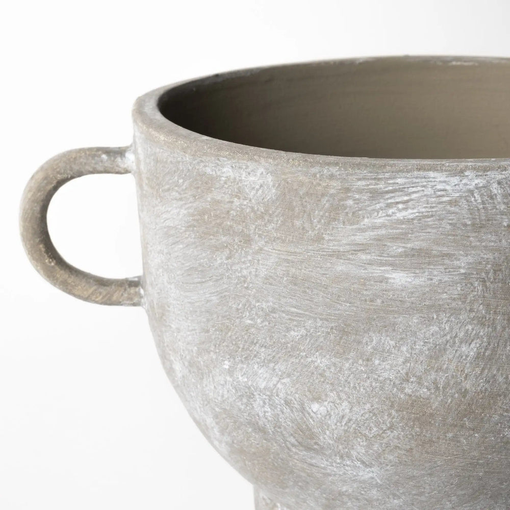 7" Rustic Organic Finish Whitewash Brown Ceramic Vase - Homeroots - Flyclothing LLC