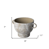 7" Rustic Organic Finish Whitewash Brown Ceramic Vase - Homeroots - Flyclothing LLC