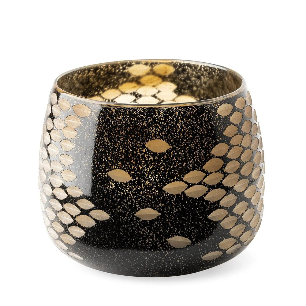 6" Black and Gold Artisan Bubble Glass Vase - Homeroots