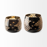 6" Black and Gold Artisan Bubble Glass Vase - Homeroots