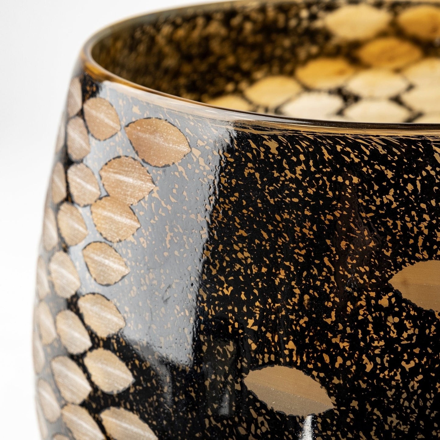 6" Black and Gold Artisan Bubble Glass Vase - Homeroots - Flyclothing LLC