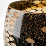 6" Black and Gold Artisan Bubble Glass Vase - Homeroots