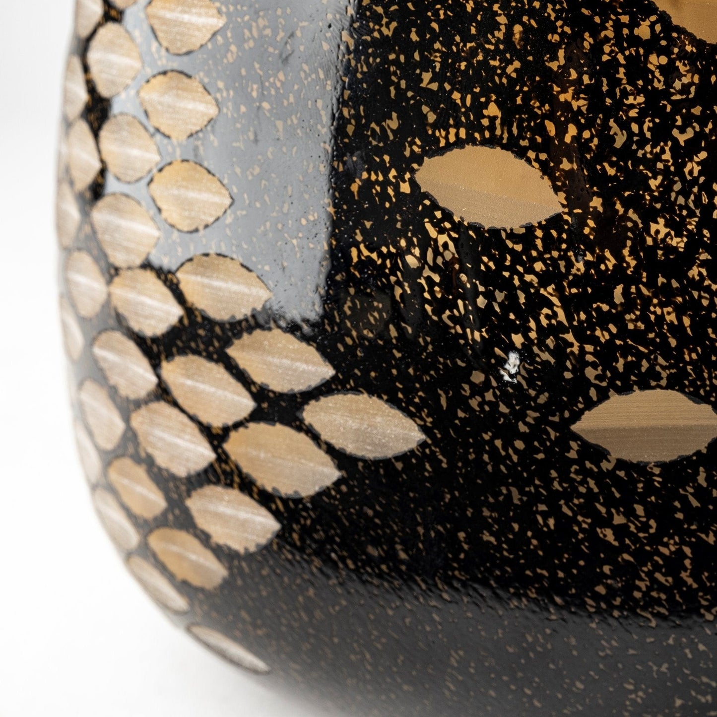 6" Black and Gold Artisan Bubble Glass Vase - Homeroots - Flyclothing LLC