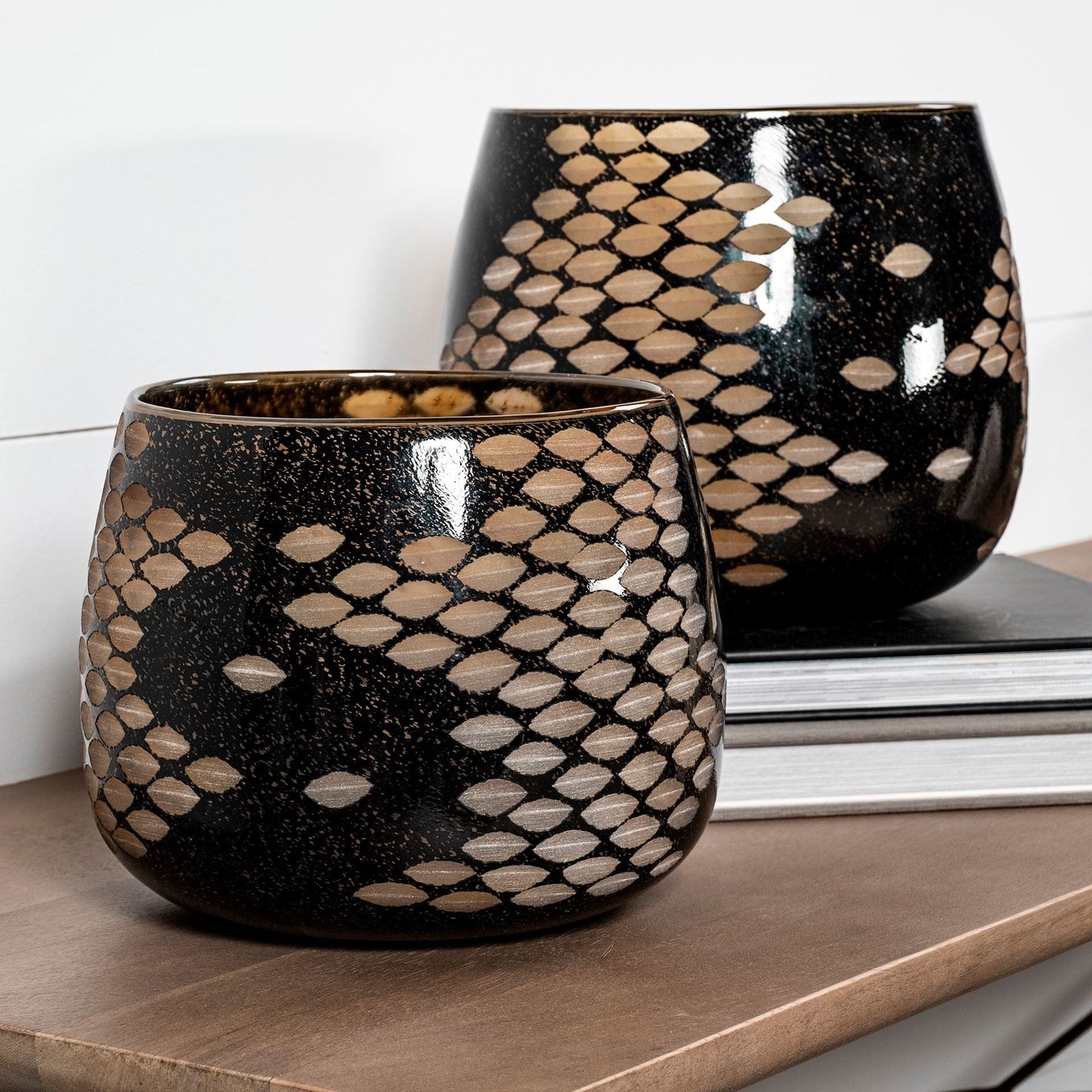 6" Black and Gold Artisan Bubble Glass Vase - Homeroots - Flyclothing LLC