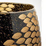 8" Black and Gold Artisan Bubble Glass Vase - Homeroots