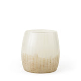 9" Creamy White and Gold Ombre Striped Long Glass Vase - Homeroots