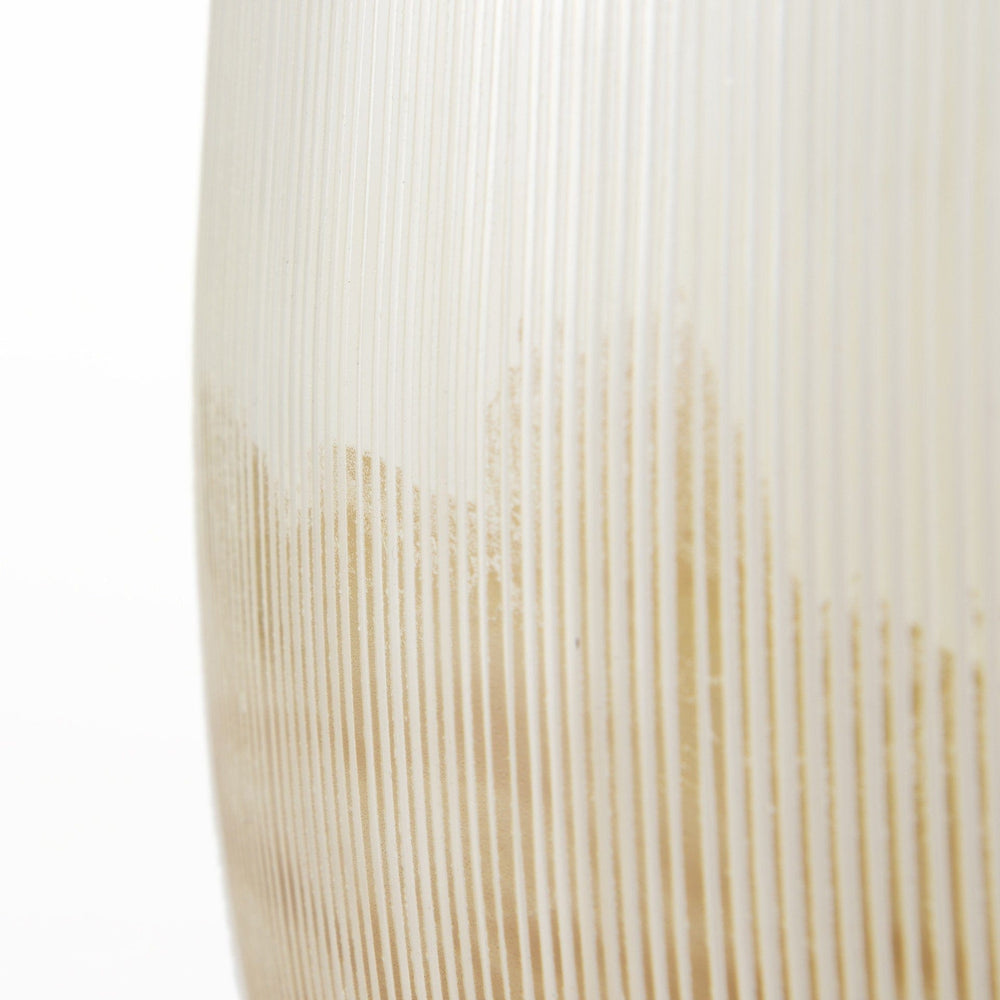 9" Creamy White and Gold Ombre Striped Long Glass Vase - Homeroots