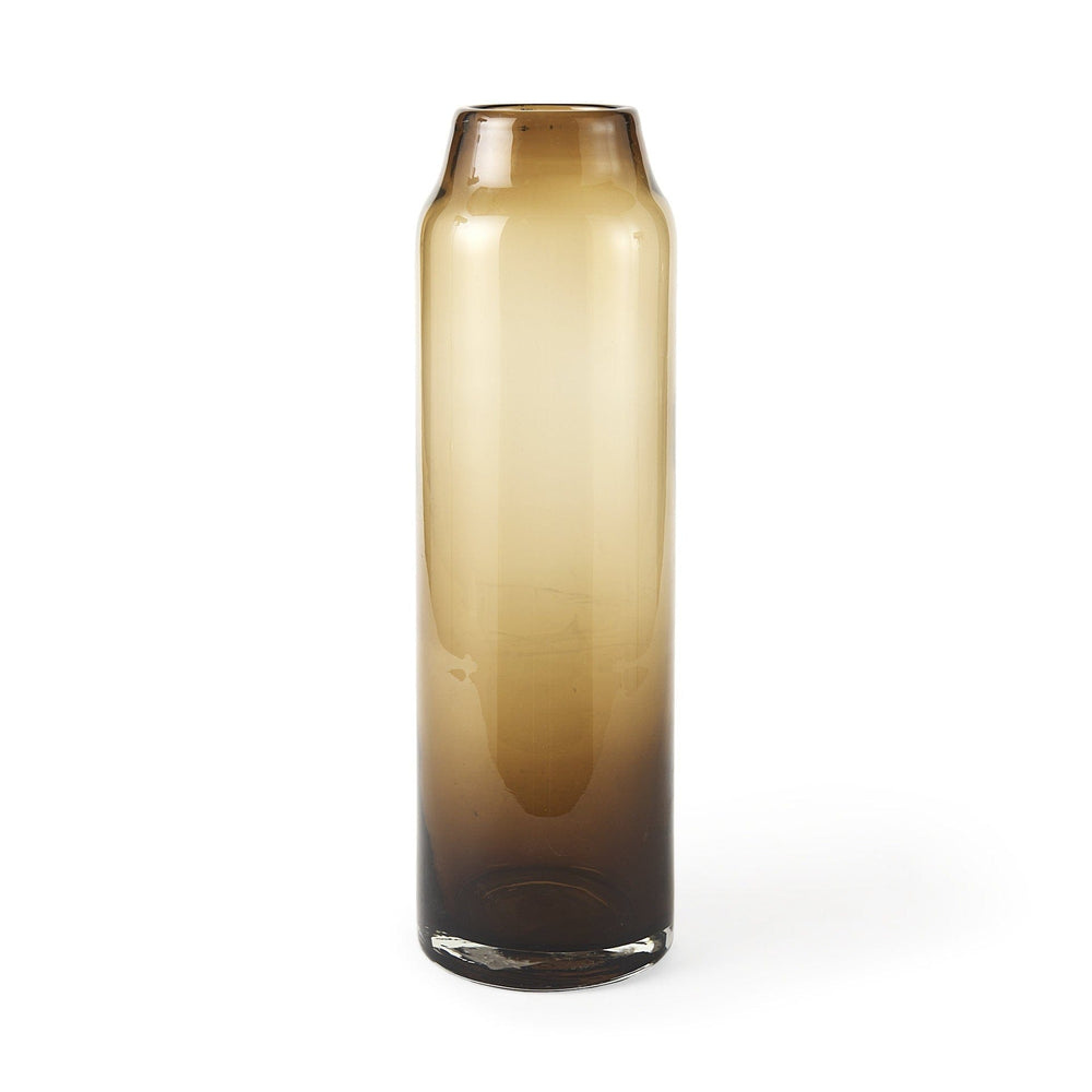 16" Vintage Look Ombre Brown Glass Vase - Homeroots
