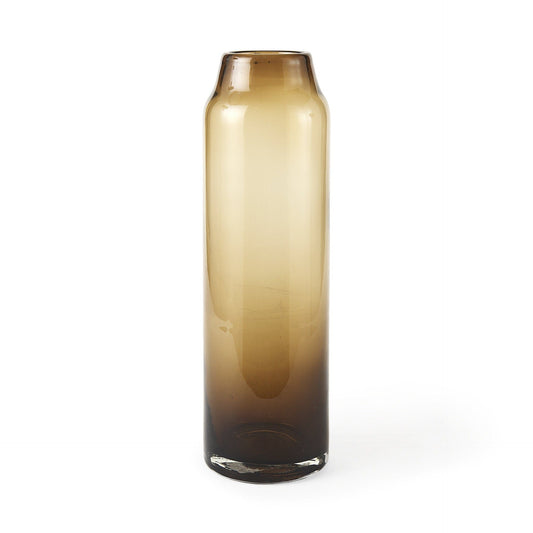 16" Vintage Look Ombre Brown Glass Vase - Homeroots